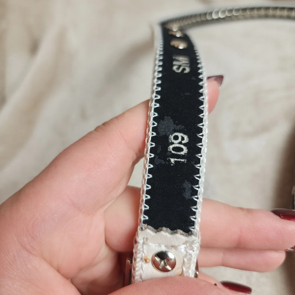 Off White Rhinestone Bling Belt 42